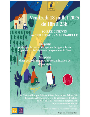 Soirée CINE/VIN Vendredi 8 JUILLET 2023